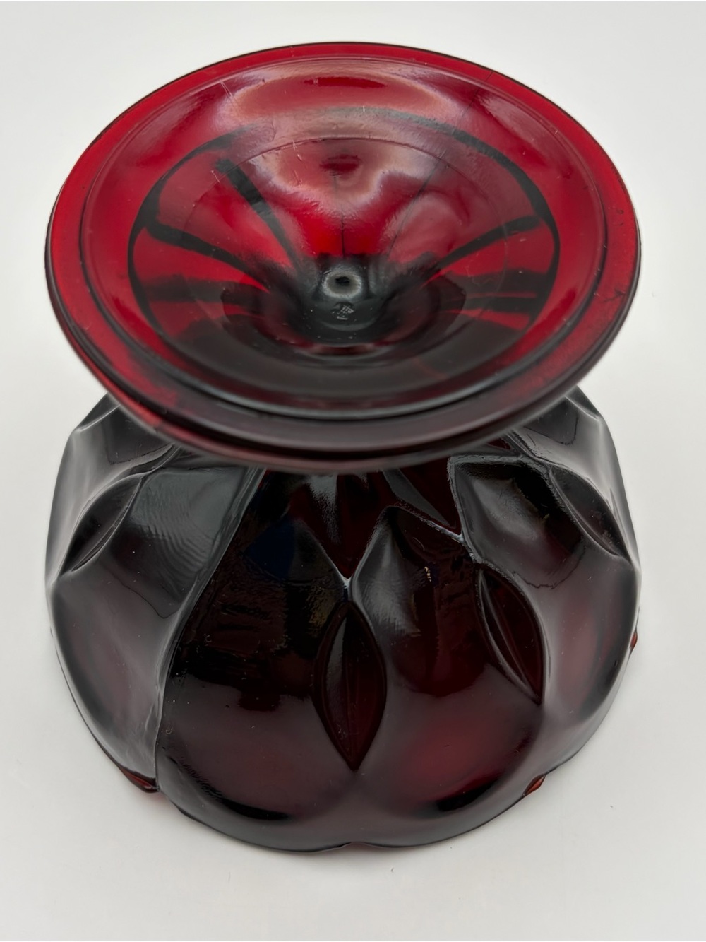 Vintage Anchor Hocking Royal Ruby Red Glass Compote Candy Dish Fairfield - Picture 4 of 5